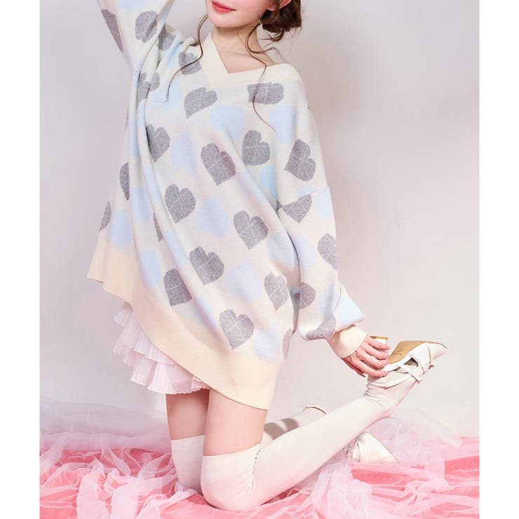 【one after another】ハートアーガイルニットミニワンピ | NICE CLAUP / OLIVE des OLIVE　OUTLET | 詳細画像2 