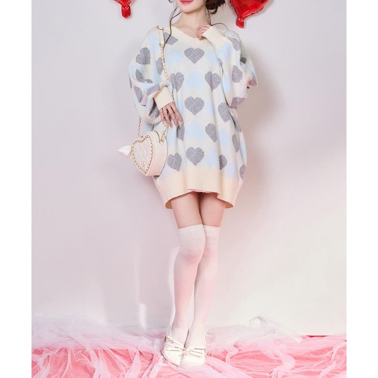 【one after another】ハートアーガイルニットミニワンピ | NICE CLAUP / OLIVE des OLIVE　OUTLET | 詳細画像5 