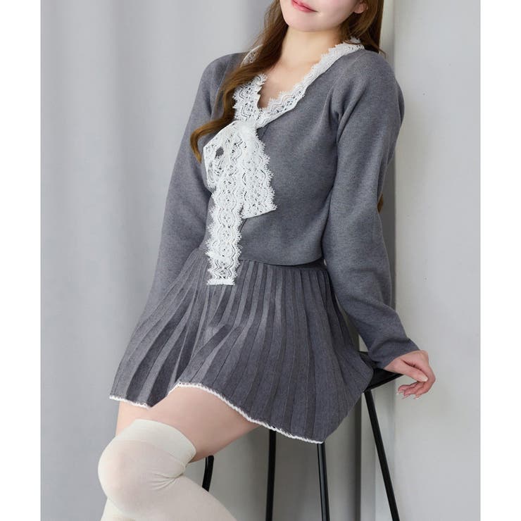 【one after another】レースボウタイニットセットアップ | NICE CLAUP / OLIVE des OLIVE　OUTLET | 詳細画像6 