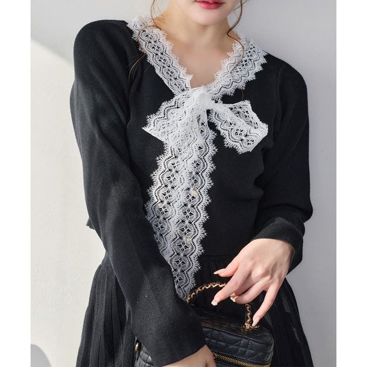 【one after another】レースボウタイニットセットアップ | NICE CLAUP / OLIVE des OLIVE　OUTLET | 詳細画像11 