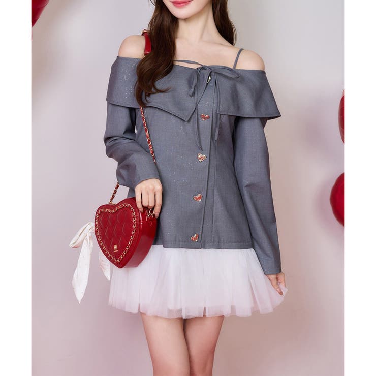 【one after another】ハートボタン切替ミニワンピース | NICE CLAUP / OLIVE des OLIVE　OUTLET | 詳細画像1 