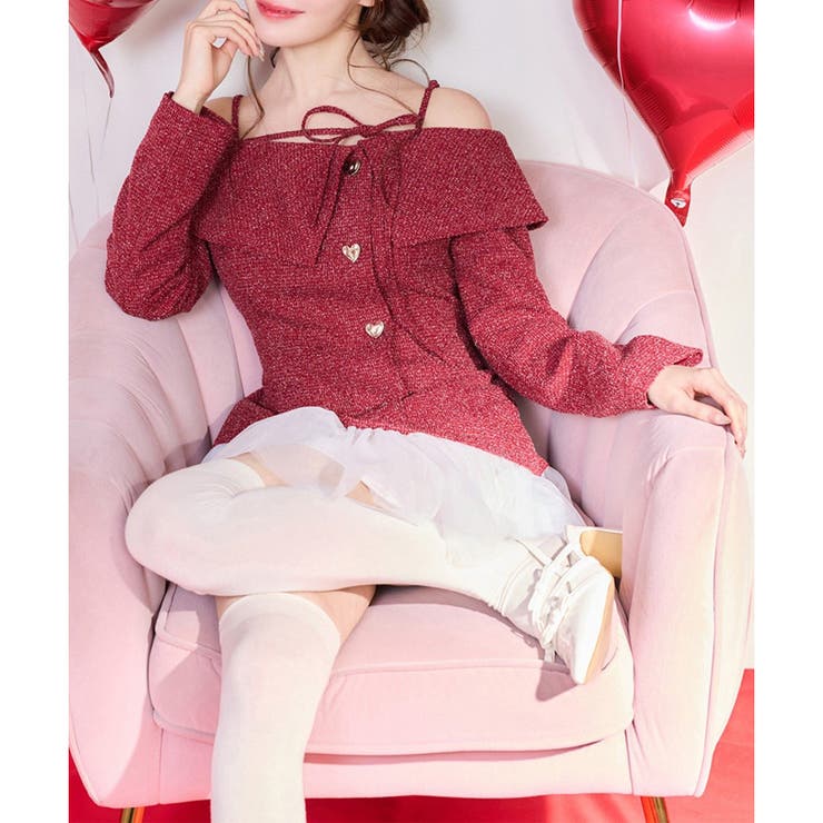 レッド | 【one after another】ハートボタン切替ミニワンピース | NICE CLAUP / OLIVE des OLIVE　OUTLET