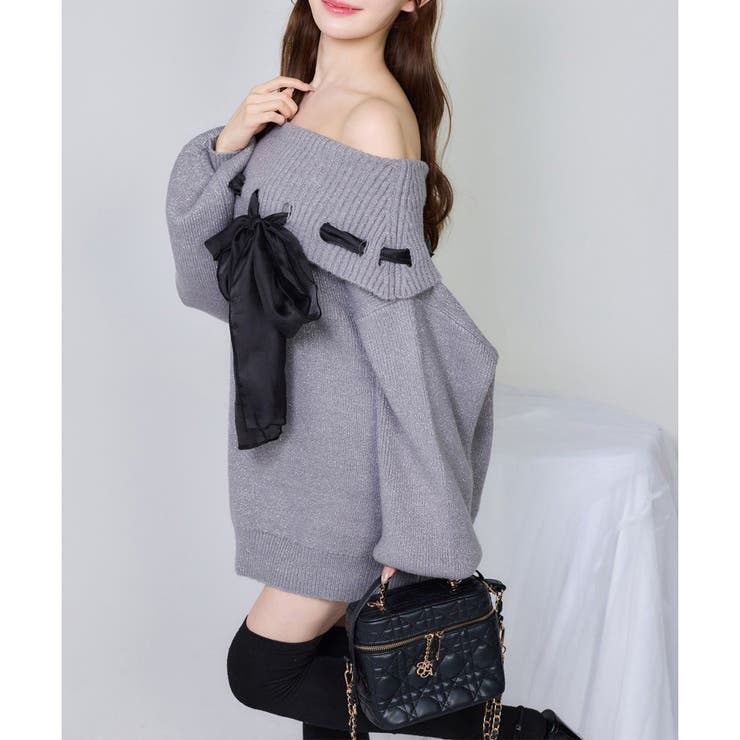 【one after another】リボン付きオフショルニットワンピ | NICE CLAUP / OLIVE des OLIVE　OUTLET | 詳細画像19 
