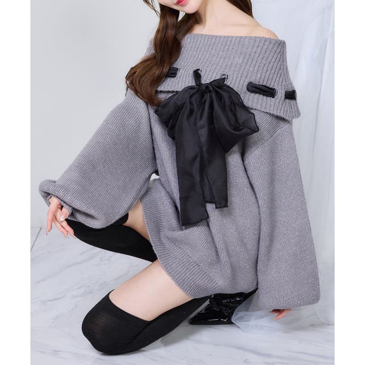 【one after another】リボン付きオフショルニットワンピ | NICE CLAUP / OLIVE des OLIVE　OUTLET | 詳細画像18 