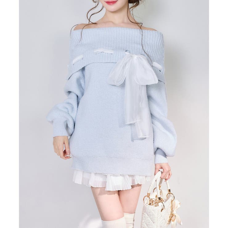 【one after another】リボン付きオフショルニットワンピ | NICE CLAUP / OLIVE des OLIVE　OUTLET | 詳細画像14 