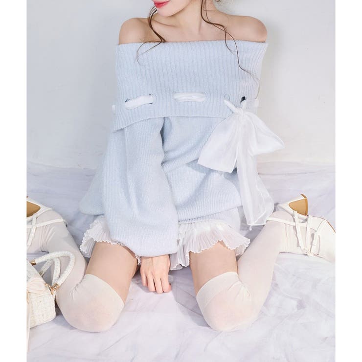 【one after another】リボン付きオフショルニットワンピ | NICE CLAUP / OLIVE des OLIVE　OUTLET | 詳細画像13 