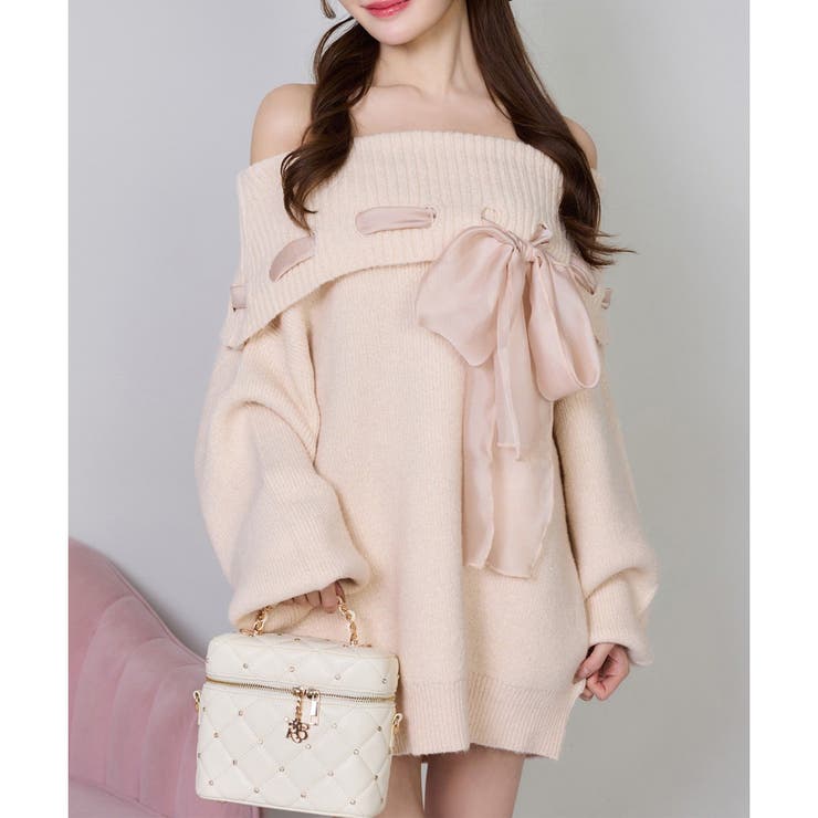 【one after another】リボン付きオフショルニットワンピ | NICE CLAUP / OLIVE des OLIVE　OUTLET | 詳細画像10 