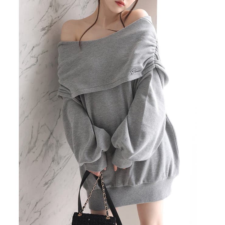 グレー | 【one after another】オフショルパーカーワンピ | NICE CLAUP / OLIVE des OLIVE　OUTLET