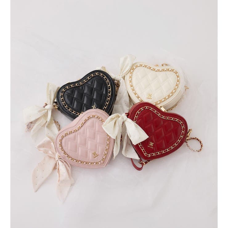 【one after another】リボン付きキルティングハートバッグ | NICE CLAUP / OLIVE des OLIVE　OUTLET | 詳細画像1 