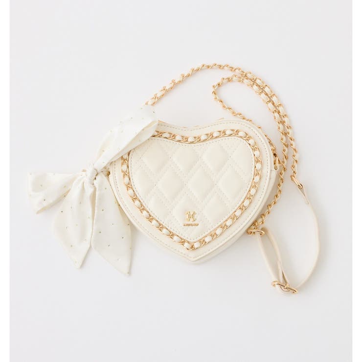 アイボリー | 【one after another】リボン付きキルティングハートバッグ | NICE CLAUP / OLIVE des OLIVE　OUTLET