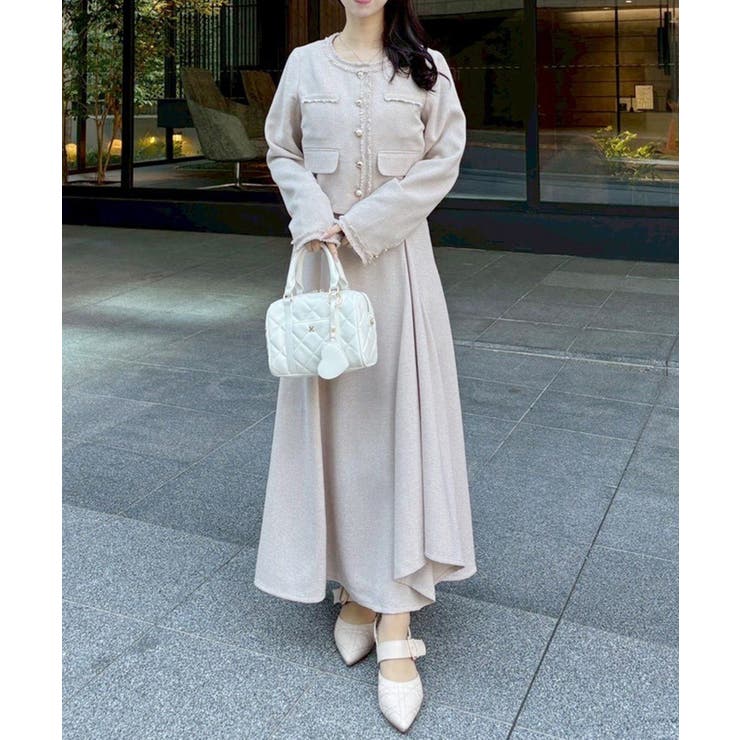 ベージュ | 【one after another】【miyabi企画】フリルツイードキャミワ… | NICE CLAUP / OLIVE des OLIVE　OUTLET