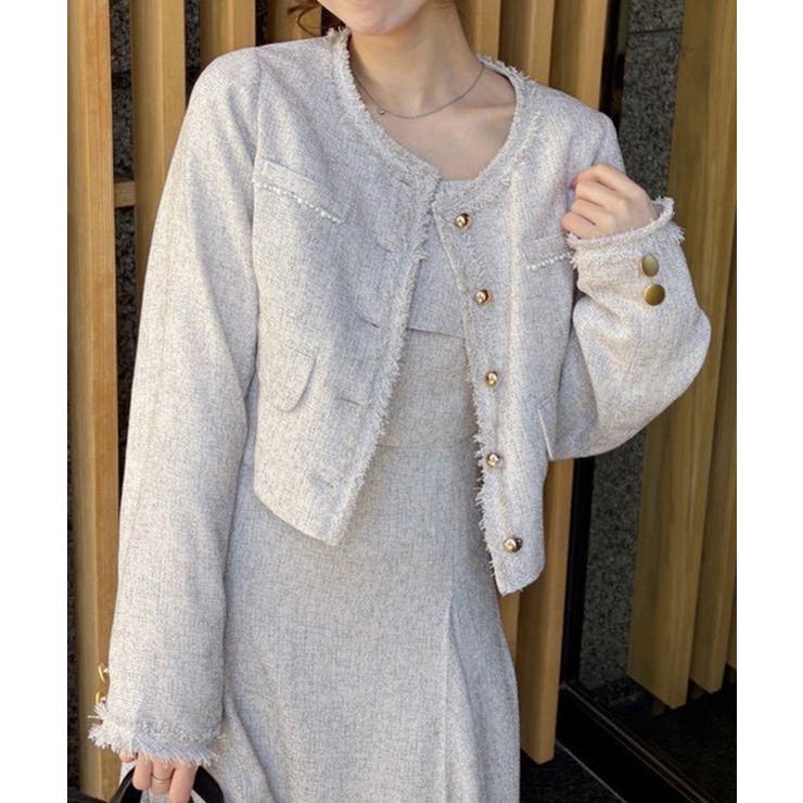 アイボリー | 【one after another】【miyabi企画】パール釦ツイードノーカ… | NICE CLAUP / OLIVE des OLIVE　OUTLET