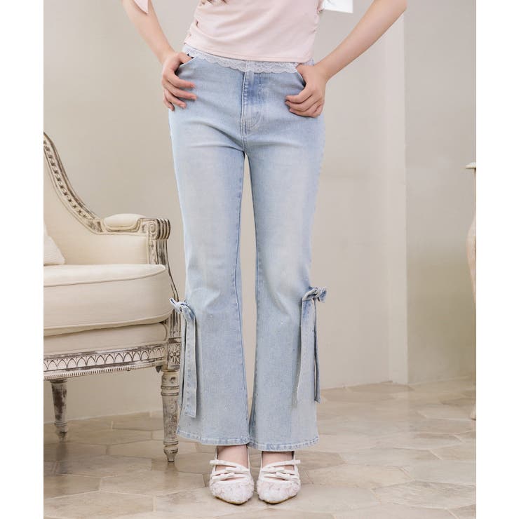 【SMサイズ展開】リボンアレンジキラキラ美脚デニム | NICE CLAUP / OLIVE des OLIVE　OUTLET | 詳細画像11 
