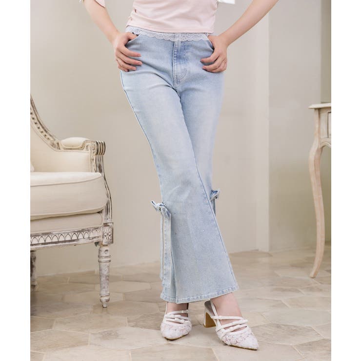 【SMサイズ展開】リボンアレンジキラキラ美脚デニム | NICE CLAUP / OLIVE des OLIVE　OUTLET | 詳細画像12 