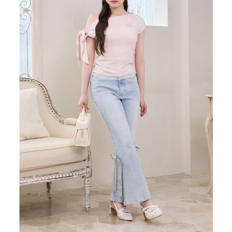【SMサイズ展開】リボンアレンジキラキラ美脚デニム | NICE CLAUP / OLIVE des OLIVE　OUTLET | 詳細画像13 