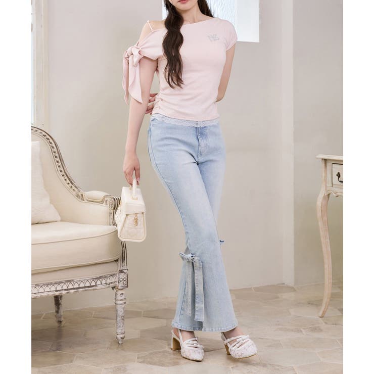【SMサイズ展開】リボンアレンジキラキラ美脚デニム | NICE CLAUP / OLIVE des OLIVE　OUTLET | 詳細画像14 