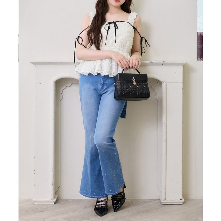 【SMサイズ展開】リボンアレンジキラキラ美脚デニム | NICE CLAUP / OLIVE des OLIVE　OUTLET | 詳細画像18 