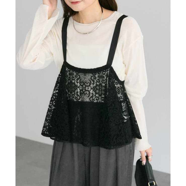 ブラック | 【PUAL CE CIN】リバー調レースビスチェ | NICE CLAUP / OLIVE des OLIVE　OUTLET