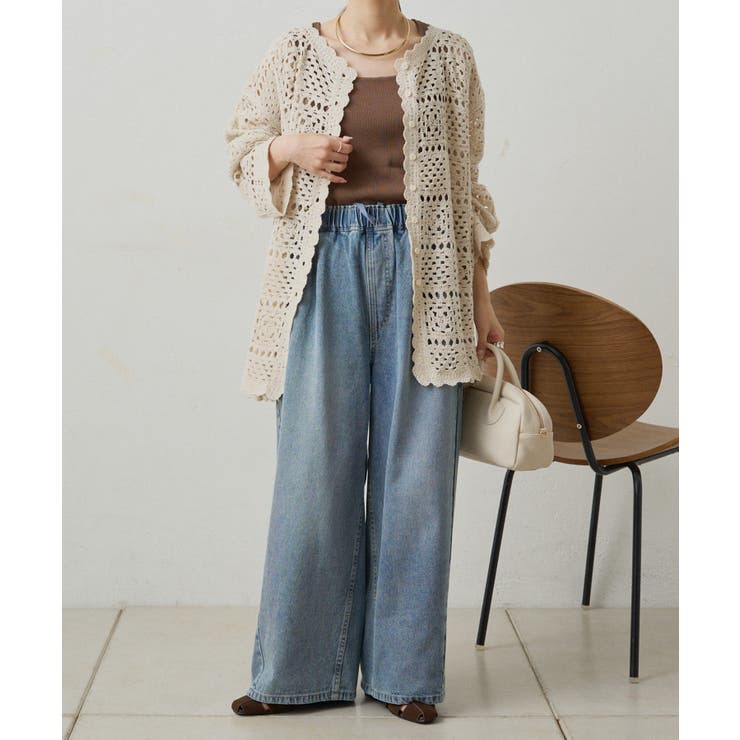 【PUAL CE CIN】クロシェットニットカーディガン | NICE CLAUP / OLIVE des OLIVE　OUTLET | 詳細画像1 
