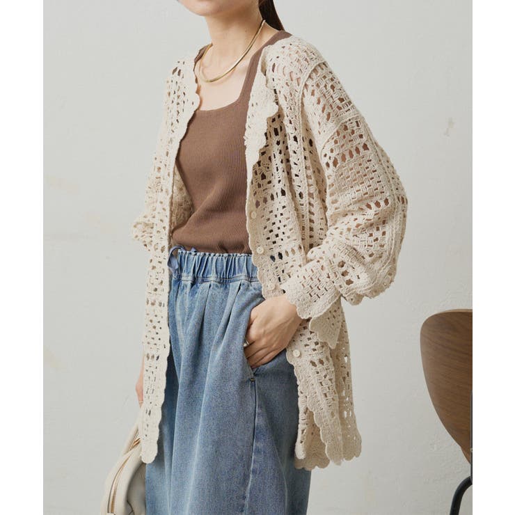 【PUAL CE CIN】クロシェットニットカーディガン | NICE CLAUP / OLIVE des OLIVE　OUTLET | 詳細画像5 