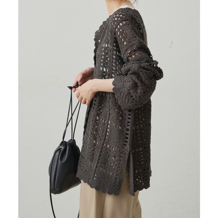 【PUAL CE CIN】クロシェットニットカーディガン | NICE CLAUP / OLIVE des OLIVE　OUTLET | 詳細画像7 