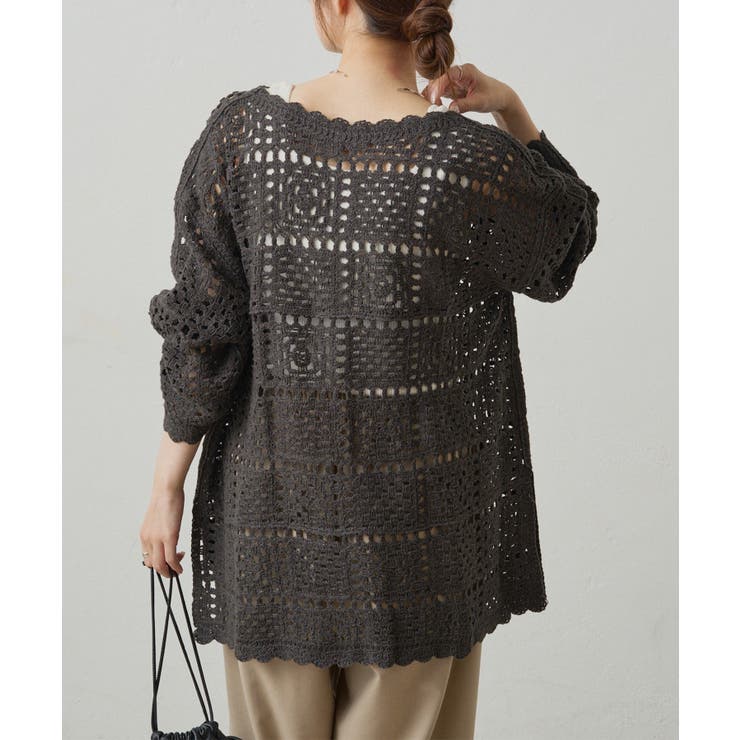 【PUAL CE CIN】クロシェットニットカーディガン | NICE CLAUP / OLIVE des OLIVE　OUTLET | 詳細画像8 