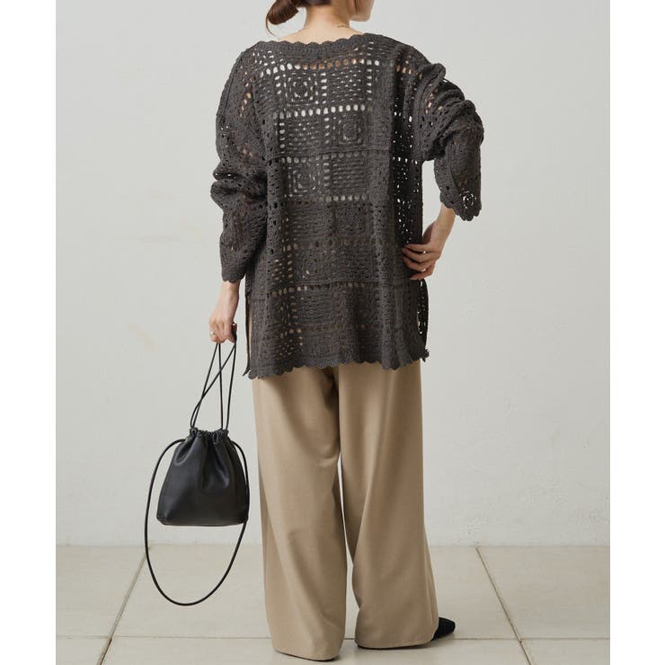 【PUAL CE CIN】クロシェットニットカーディガン | NICE CLAUP / OLIVE des OLIVE　OUTLET | 詳細画像10 