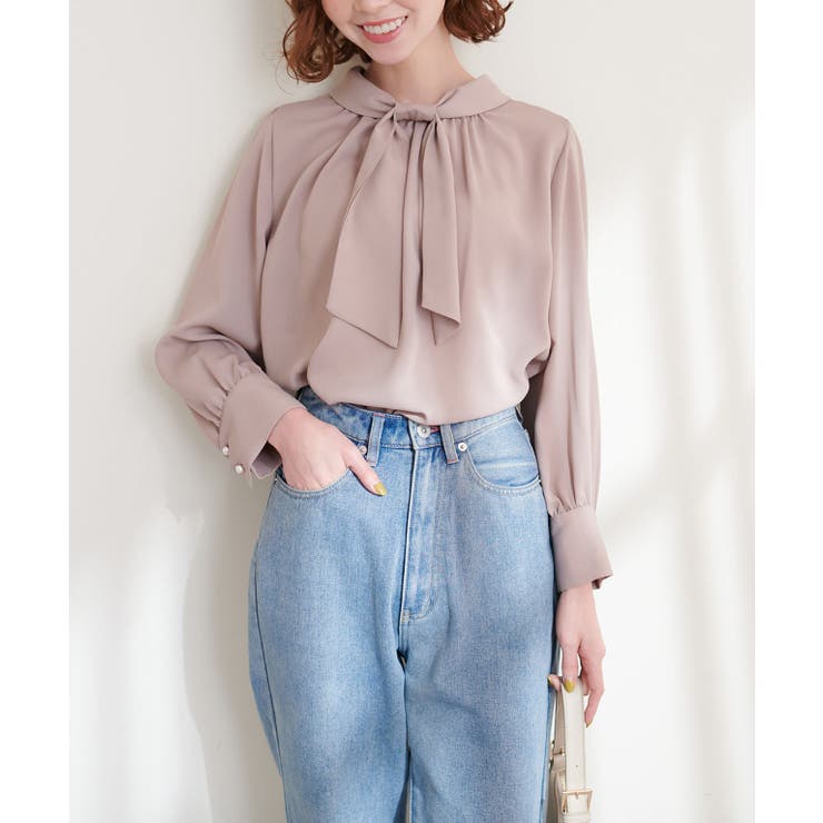 【natural couture】袖口パールノット結びボータイブラウス | NICE CLAUP / OLIVE des OLIVE　OUTLET | 詳細画像11 