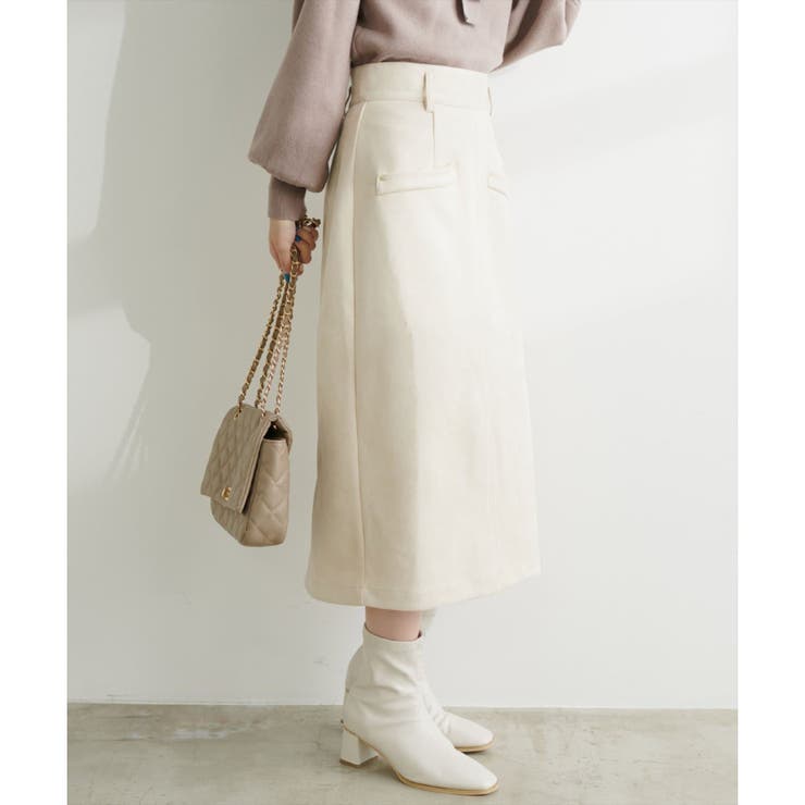 natural couture】ポンチスエードハイウエストタイトスカート[品番