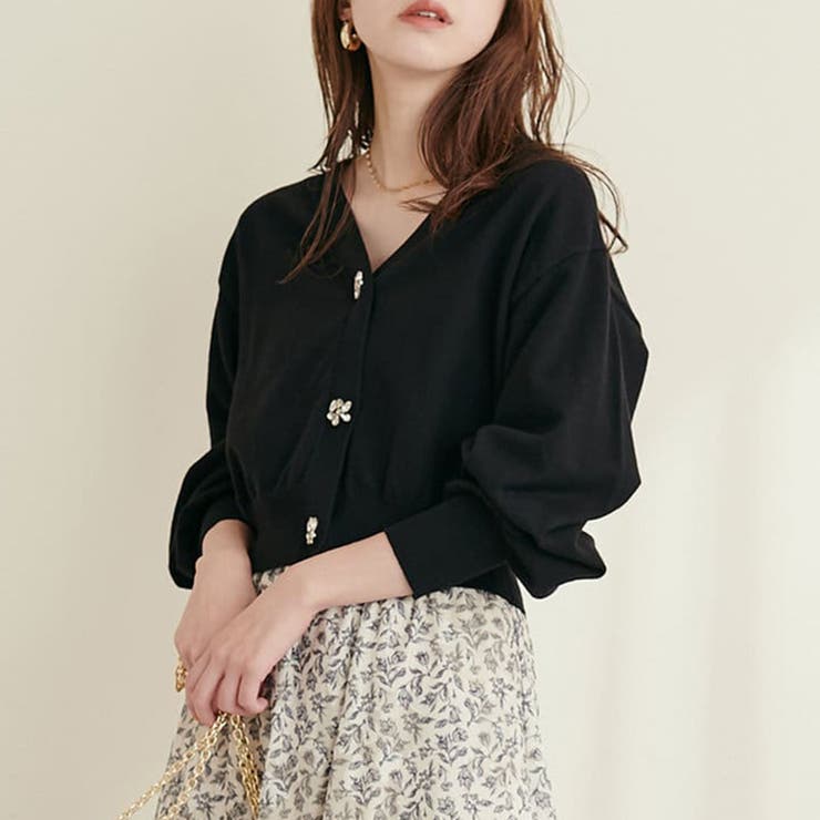 natural couture】キラキラビジューカーディガン[品番：OLOW0011839