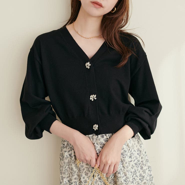 natural couture】キラキラビジューカーディガン[品番：OLOW0011839