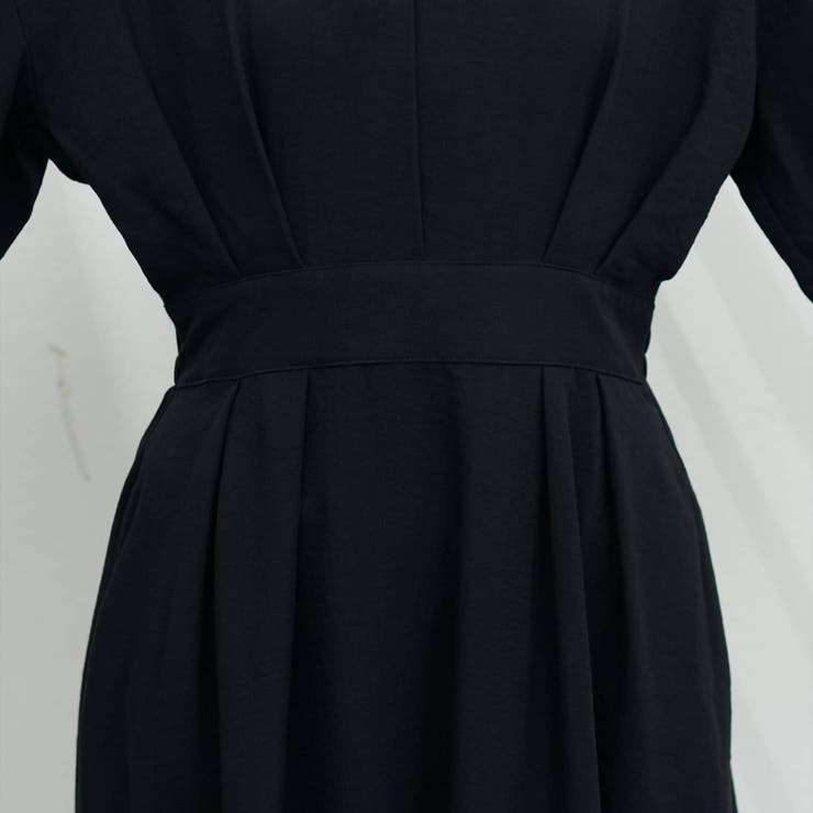 natural couture】スキッパー衿7分袖ワンピース[品番