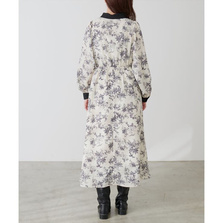 natural couture】ボウタイ配色切替ワンピース[品番