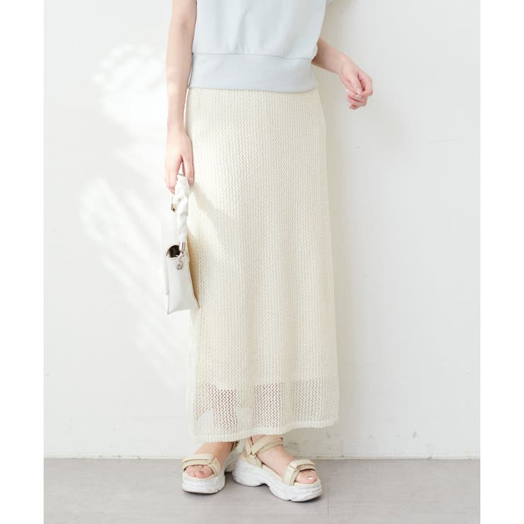 natural couture】メッシュタイトニットスカート[品番：OLOW0013291 