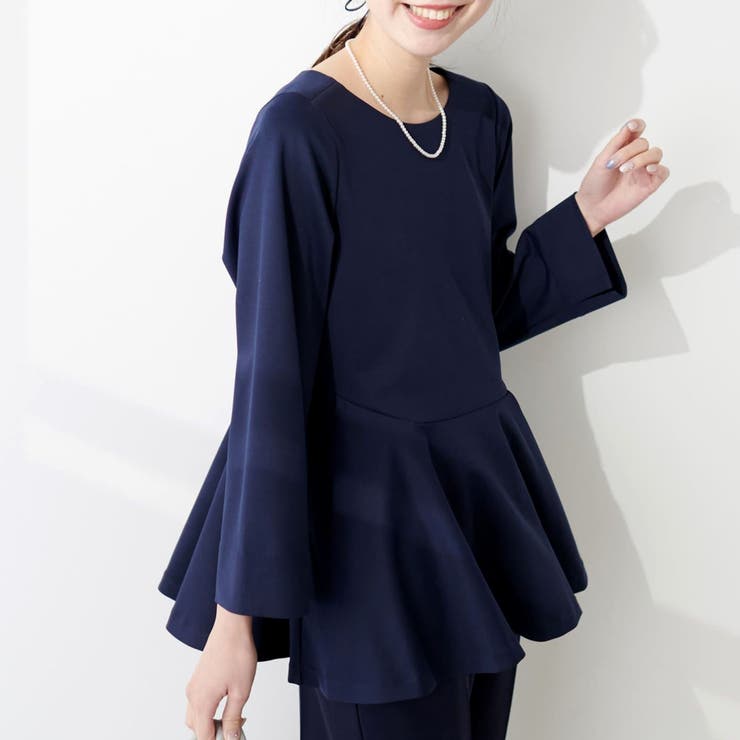 ネイビー | 【natural couture】mamamoペプラムヘムブラウス | RMAF　NICE CLAUP / OLIVE des OLIVE