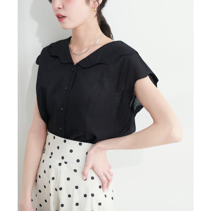 【natural couture】【WEB限定】ゆるスカラップレトロブラウス | NICE CLAUP / OLIVE des OLIVE　OUTLET | 詳細画像14 