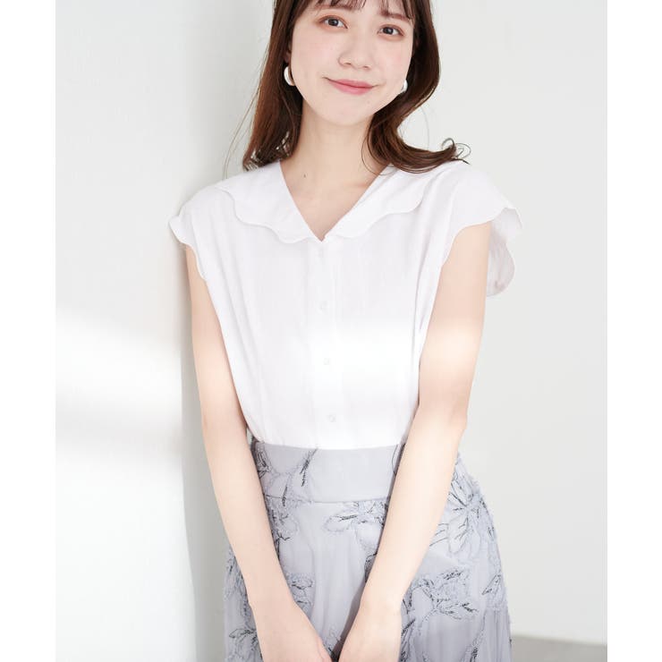 オフ | 【natural couture】【WEB限定】ゆるスカラップレトロブラウス | NICE CLAUP / OLIVE des OLIVE　OUTLET