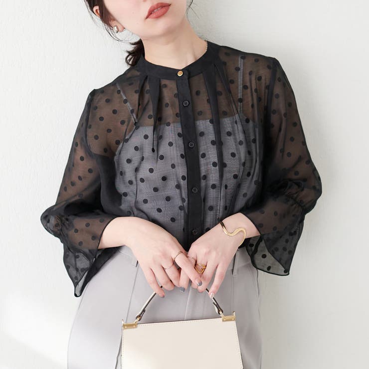 natural couture】キャンディースリーブシアーブラウス[品番 