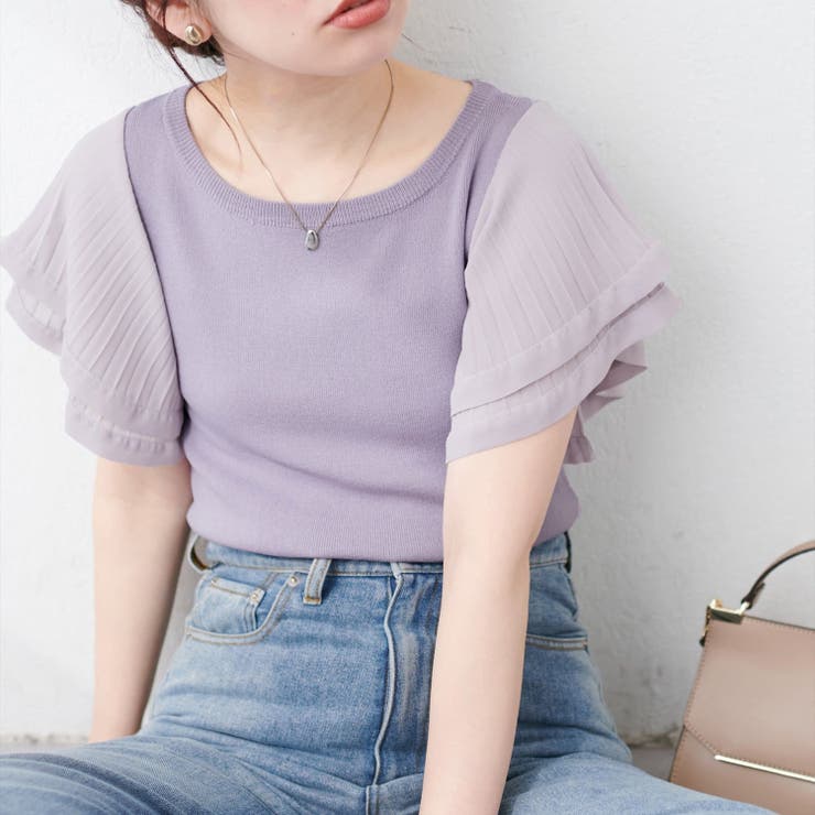 【natural couture】フレアプリーツ袖ニット | RMAF NICE CLAUP / OLIVE des OLIVE | 詳細画像6