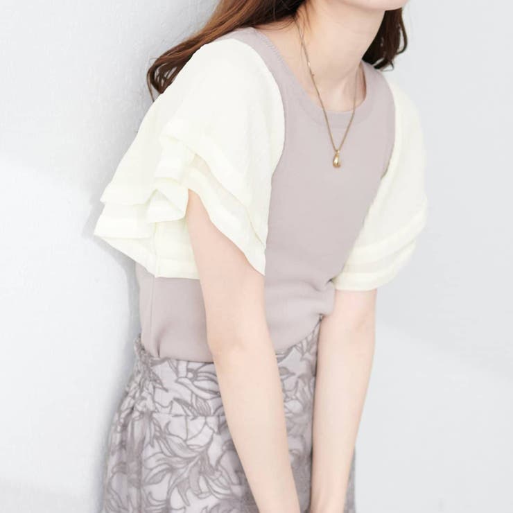 【natural couture】フレアプリーツ袖ニット | RMAF NICE CLAUP / OLIVE des OLIVE | 詳細画像3