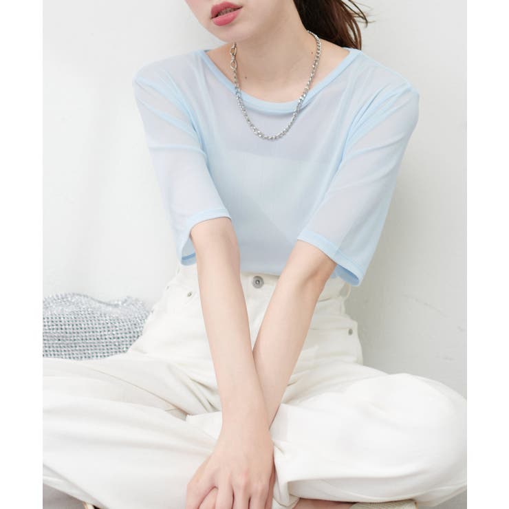 【natural couture】パワーメッシュ半袖プルオーバー | NICE CLAUP / OLIVE des OLIVE　OUTLET | 詳細画像1 