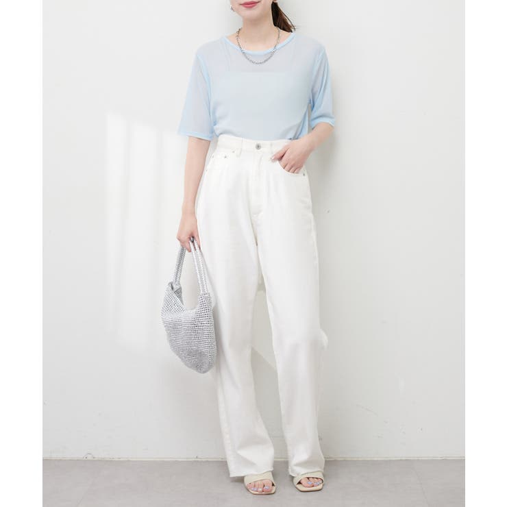 【natural couture】パワーメッシュ半袖プルオーバー | NICE CLAUP / OLIVE des OLIVE　OUTLET | 詳細画像2 