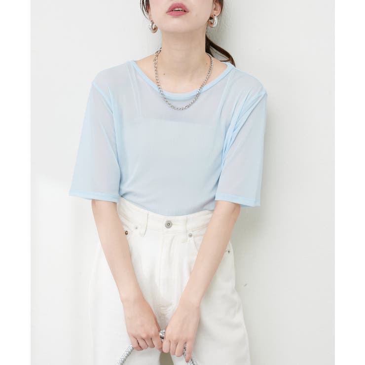 【natural couture】パワーメッシュ半袖プルオーバー | NICE CLAUP / OLIVE des OLIVE　OUTLET | 詳細画像4 