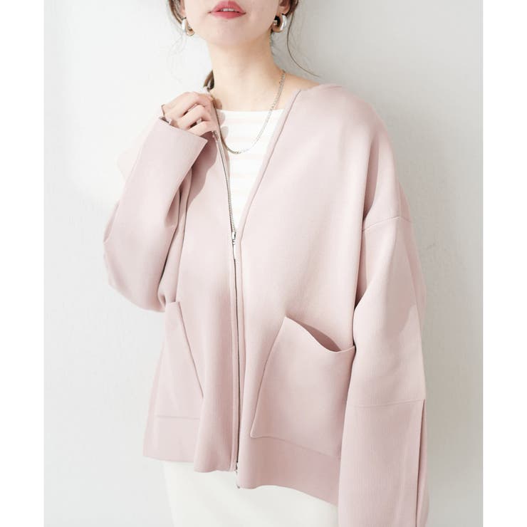 natural couture】WZIPニットジャケット[品番：OLOW0013674