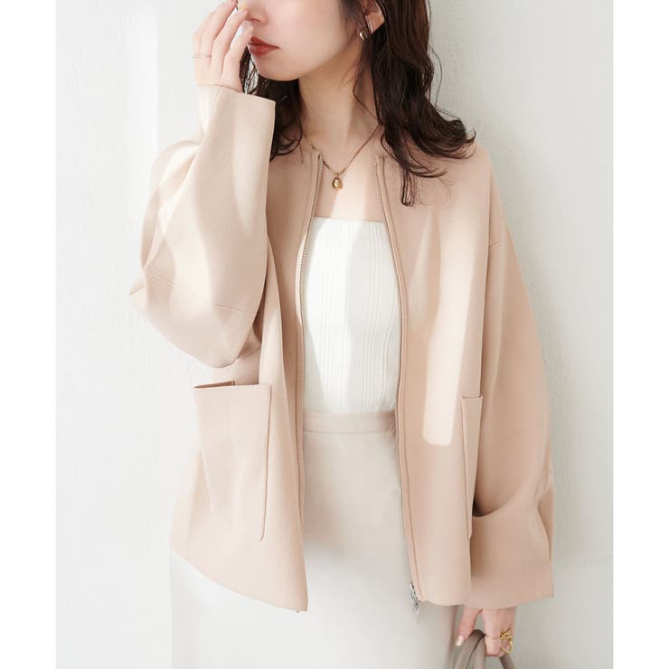 MUSETTI×マドモアゼルノンノン　ジップアップニットジャケット ダブルボタンもっちもちニットジャケット [C7195] - レディース