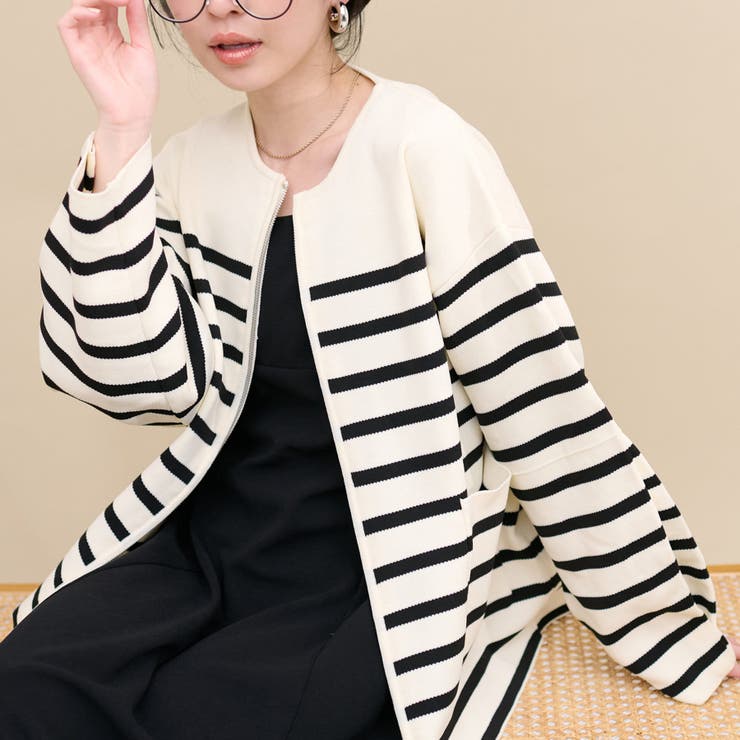 natural couture】WZIPニットジャケット[品番：OLOW0013674