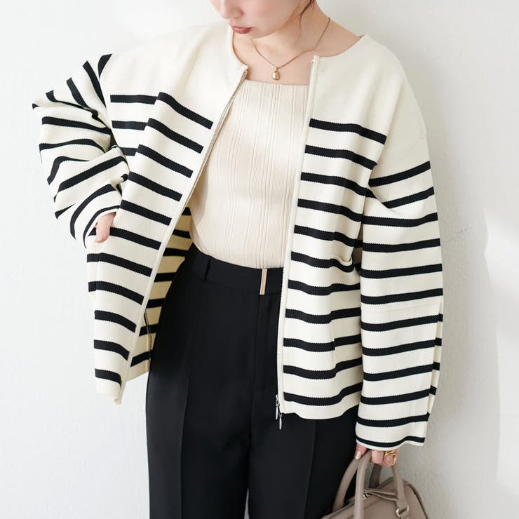 natural couture】WZIPニットジャケット[品番:OLOW0013674 natural couture】WZIPニットジャケット[品番:OLOW0013674