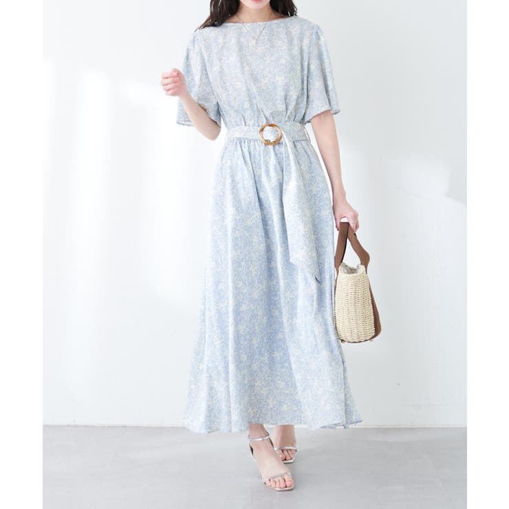 【natural couture】フレア袖太ベルトワンピース | NICE CLAUP / OLIVE des OLIVE　OUTLET | 詳細画像2 