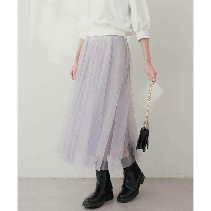 natural couture】シアーチュール&光沢ラメスカート[品番：NCLW0014602]｜NICE CLAUP / OLIVE des  OLIVE OUTLET（ナイスクラップ オリーブデオリーブ アウトレット）のレディースファッション通販｜SHOPLIST（ショップリスト）
