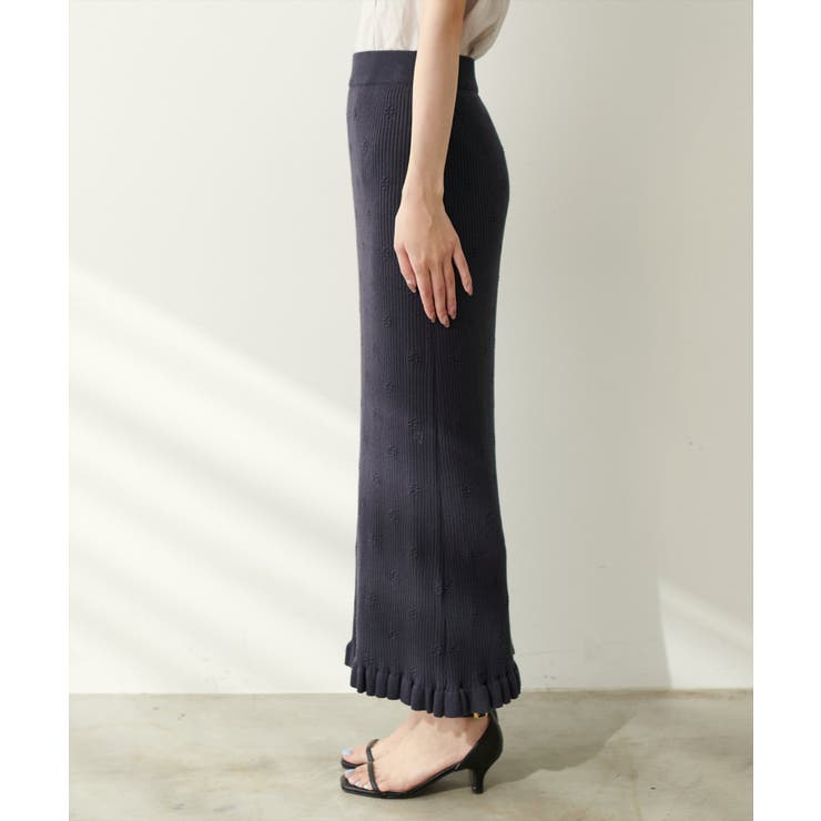 sacai 聞きにくい フロントジップ レーススカート オリーブ